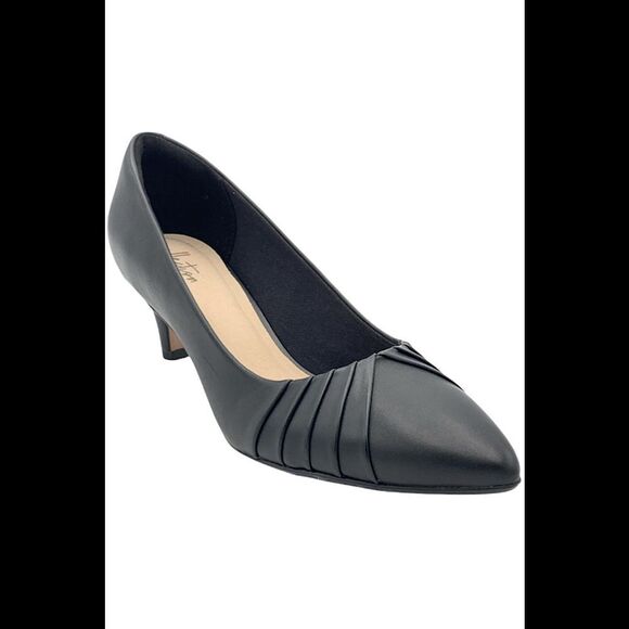 Clarks Collection Pointy Toe Pumps Linvale Crown Black - Wide - Picture 2 of 5